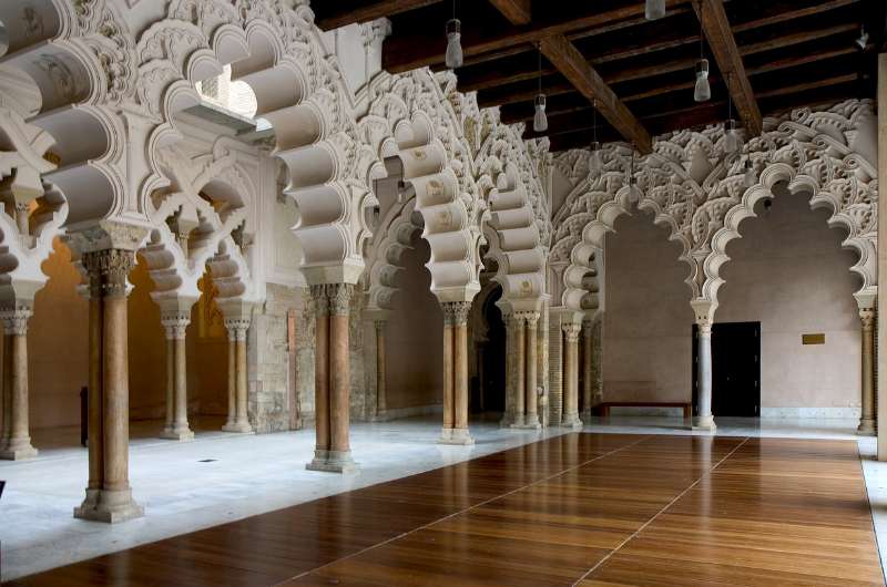 The interiors of Aljaferia palace in Zaragoza, Spain