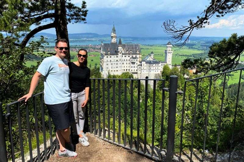 Tourists at the Neuschwanstein Catle viewpoint, Germany