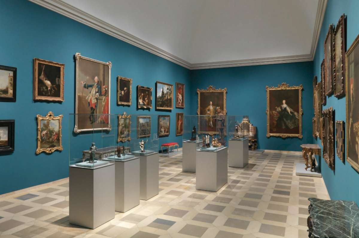 Gallery room inside the Germanisches Nationalmuseum, featuring baroque and rococo paintings, Germany