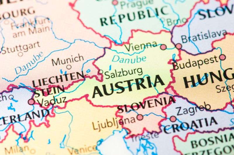 Austria on a map