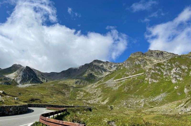 A photograph of the scenery surrounding the Great Saint Bernard Pass, photo by Next Level of Travel