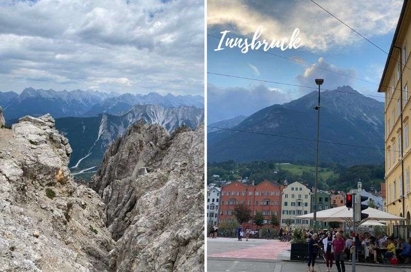 A picturesque street in Innsbruck’s Old Town and the iconic Golden Roof, both set against alpine mountains, Austria, photo by Next level of travel