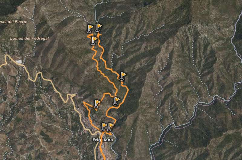 Map of the route to Frigiliana in Nerja, Spain