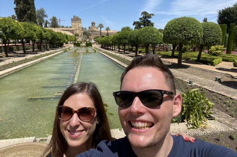 Visiting gardens of Alcazar in Córdoba, Spain