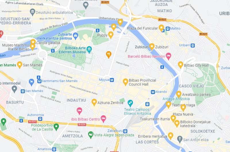 Map of places to see in Bilbao