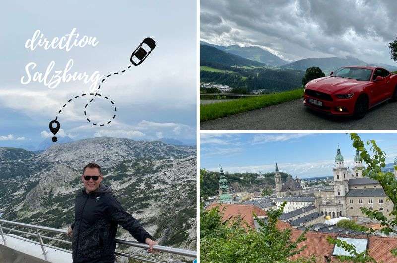 traveler driving through the Alps to Salzburg and views of the city, one od the best cities in Austria, photo by Next level of travel