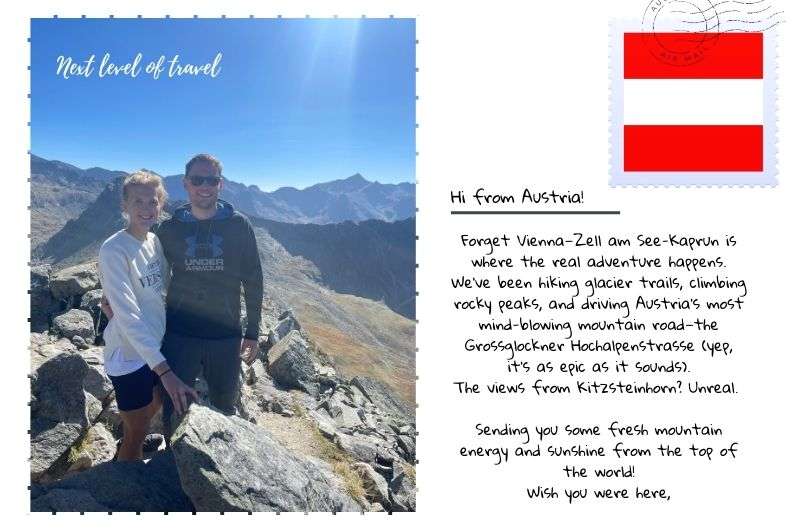 A postcard-style image, Zell am See-Kaprun, Austria, photo by Next level of travel