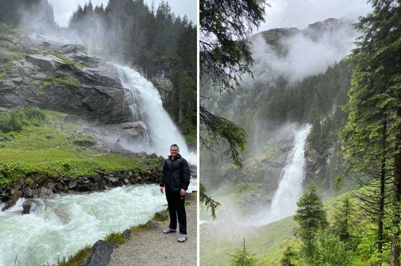 Tourist visiting Krimmler Waterfalls, near Zell am See, Austria, photo by Next Level of Travel