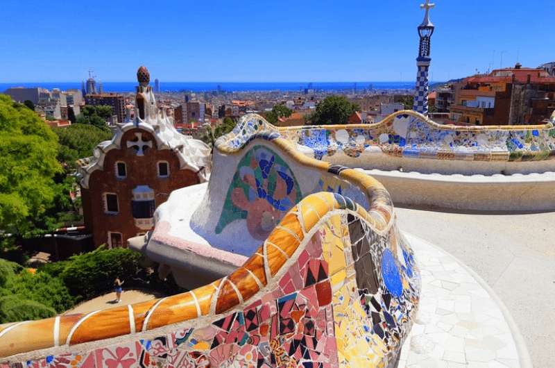 Details of tile work in Park Güell