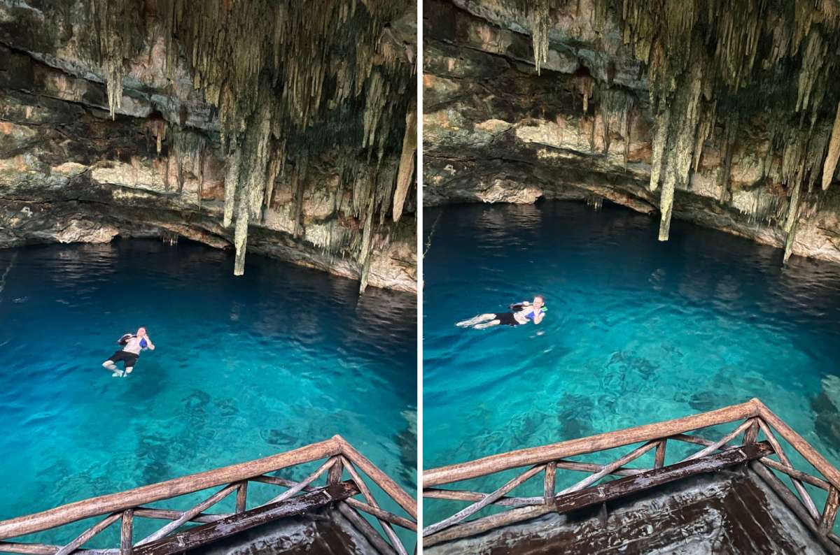 photo of a visitor swimming in a cenote in the Yucatán, Mexico, photo by Next Level of Travel