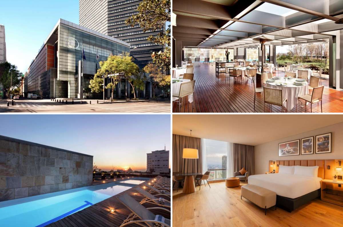 a collage of the Hilton Mexico City Reforma