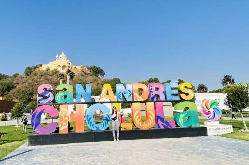 A tourist in San Andres Cholula, Mexico