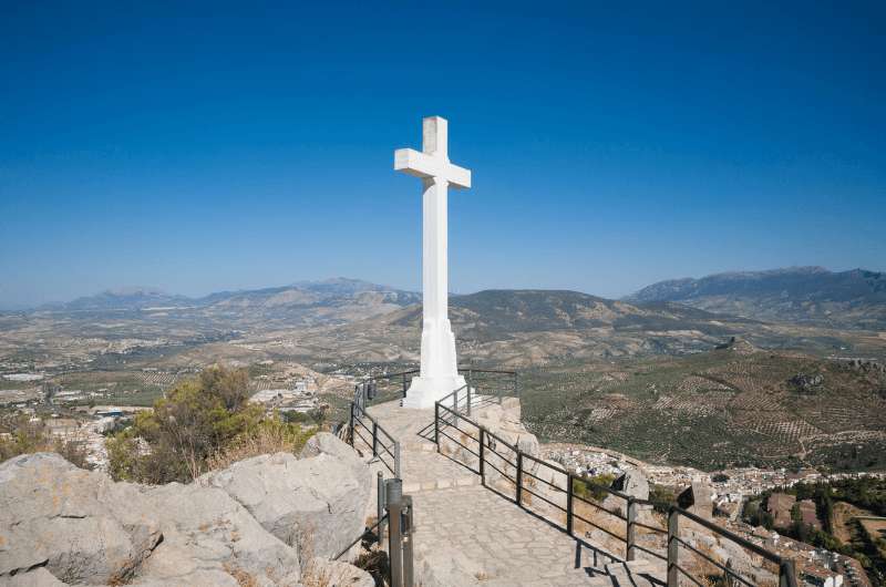Views from the cross at Santa Catalina Fortress above Jaén during a day trip from Granada
