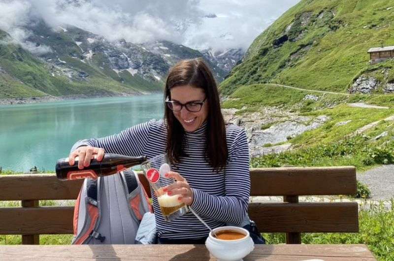 Drinking beer at the Austrian mountains