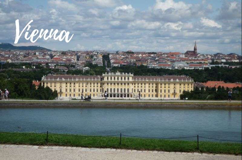 view of the Schönbrunn palace from the park, Vienne, Austria