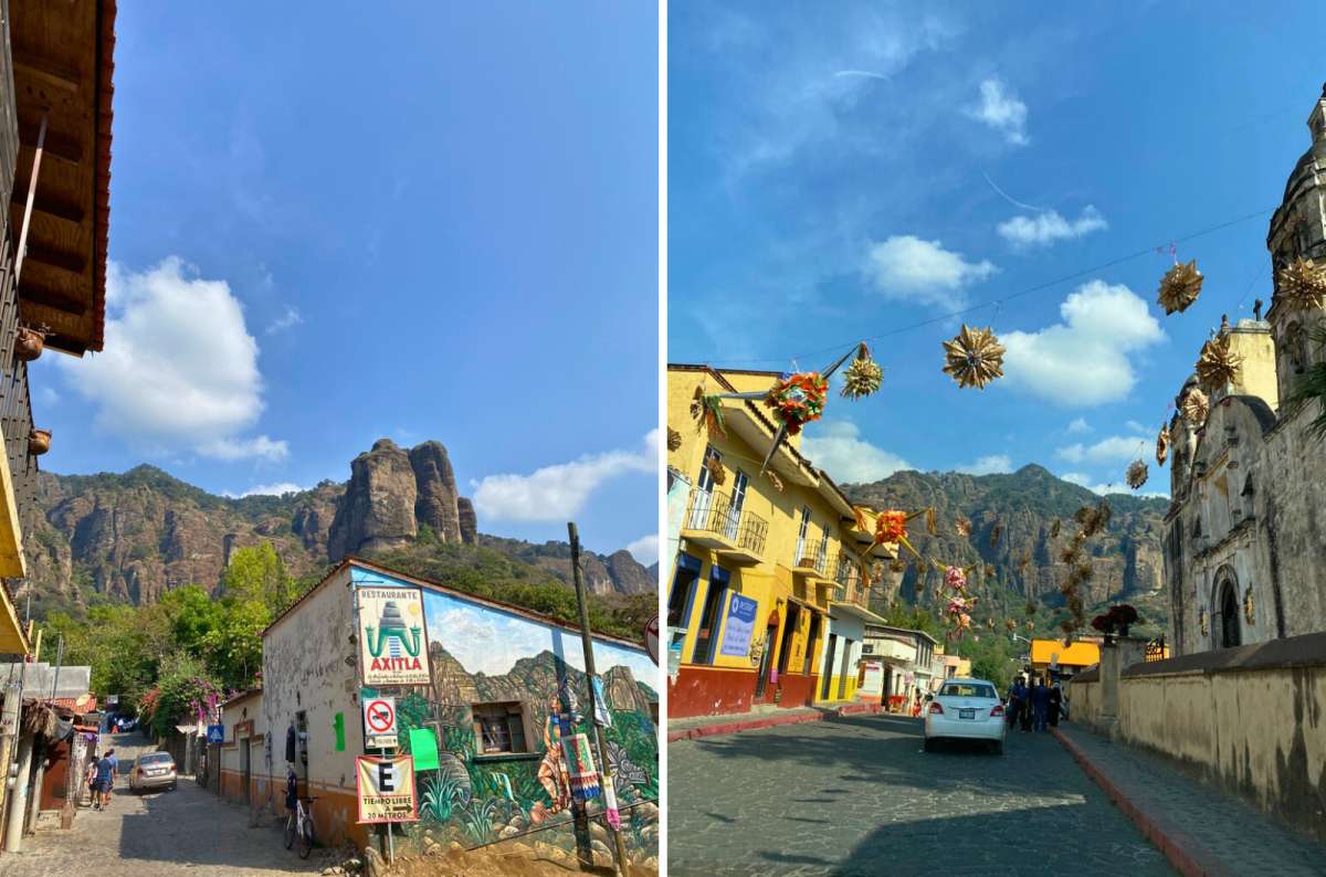 Colorful streets and colonial buildings in Puebla, one of the best places to visit in Mexico, with mountains in the background, Mexico, photo by Next Level of Travel