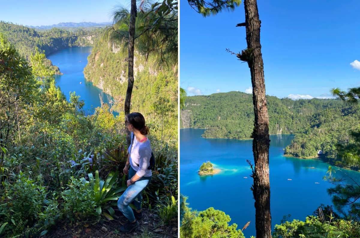 Hiking viewpoint overlooking turquoise lakes at Lagunas de Montebello in Chiapas, Mexico, photo by Next Level of Travel