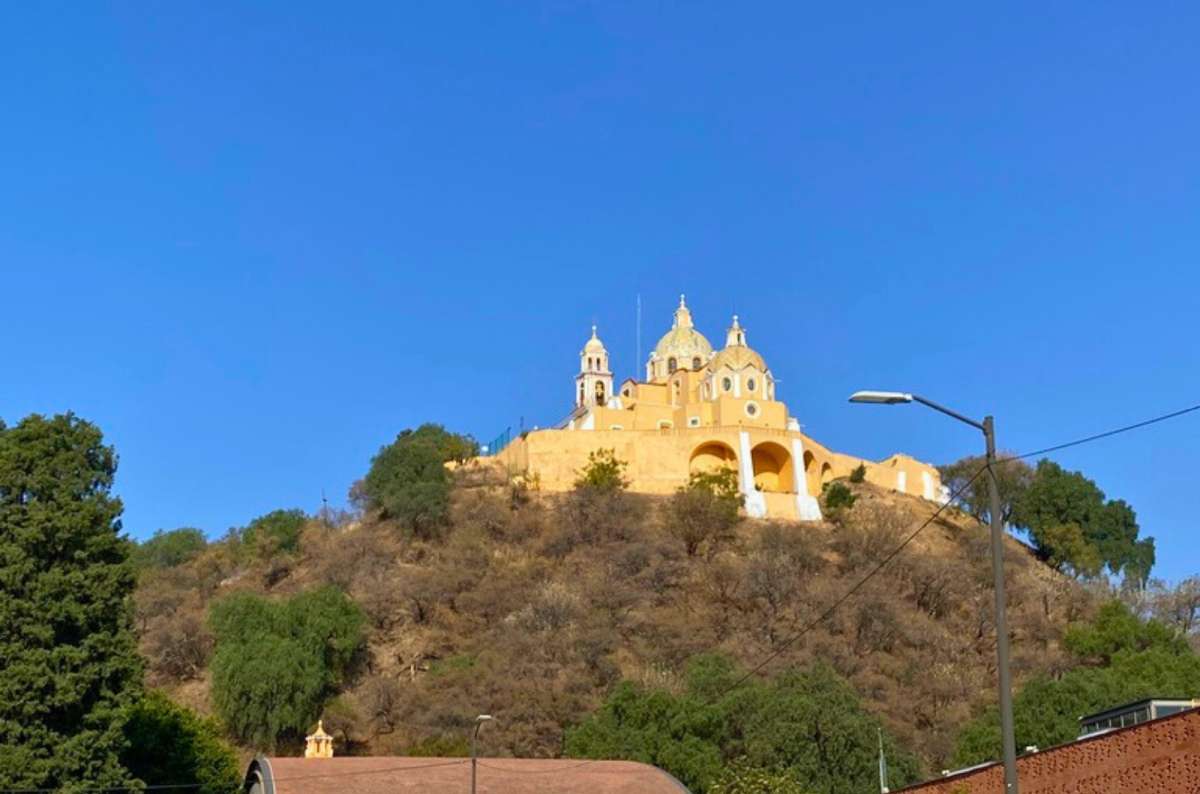 Santuario de Nuestra Señora de los Remedios atop the Great Pyramid of Cholula in Cholula, Puebla, Mexico, photo by Next Level of Travel