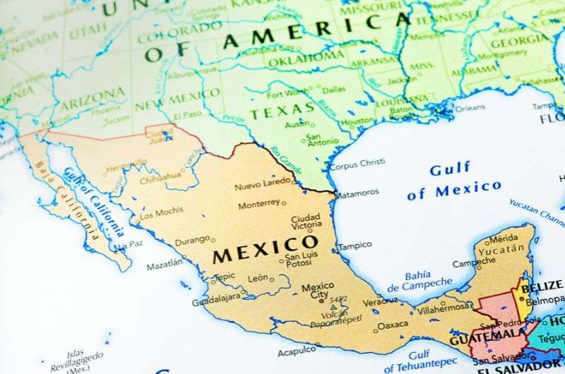 Mexico, North America, map 