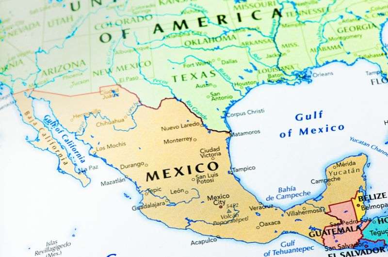 Mexico, North America, map 