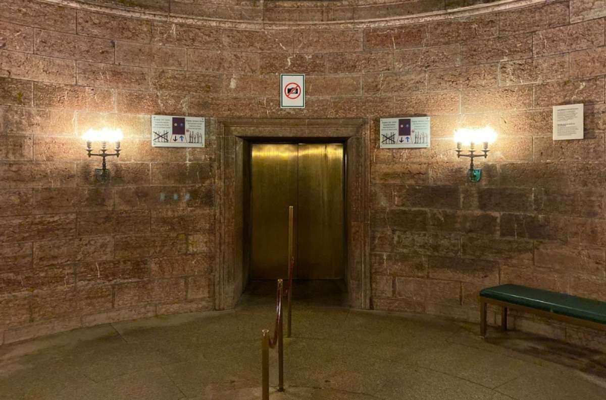 Historic brass elevator inside the Eagle’s Nest in Germany