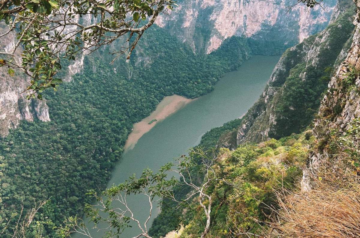an aerial shot of the Sumidero Canyon taken from one of the Miradores surrounding the canyon, Chiapas, Mexico