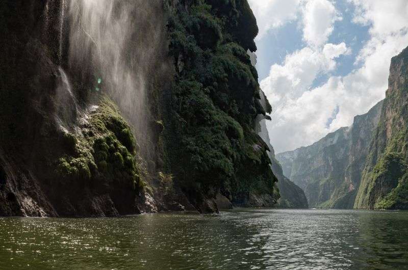 Seasonal waterfall in the most beautiful place in Mexico, Canyon Sumidero.