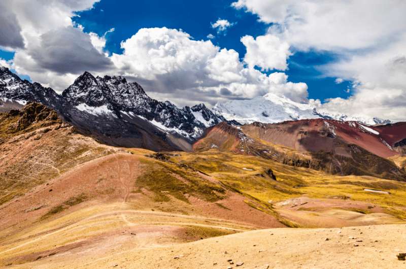 Ausangate Mountain view from Rainbow Mountain in Peru 