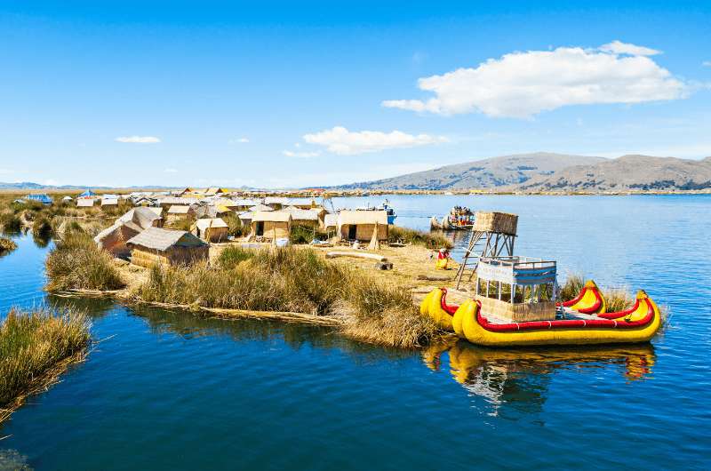 Island of the Uros people, Lake Titicaca Peru 