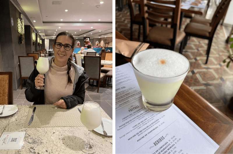 Two different pisco sours at two different restaurants in Peru