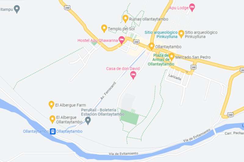 Ollantaytambo train station on a map