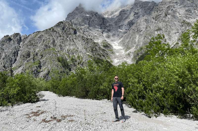 Man on a Berchtesgaden hike in Wimbach valley