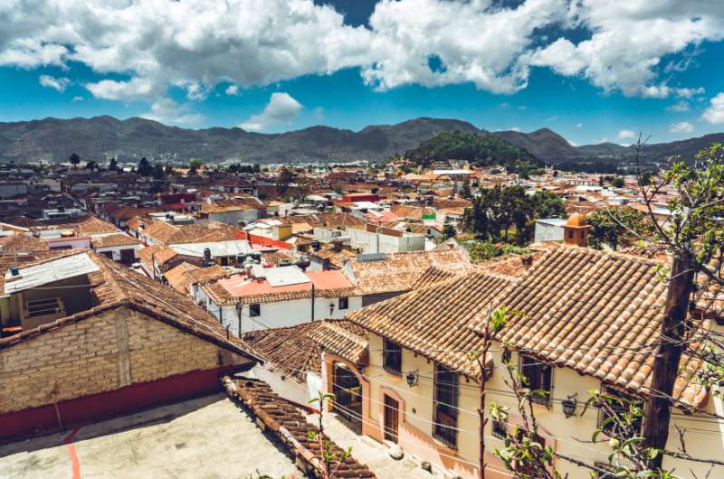 The views of the city and mountains from San Cristobal in Cusco