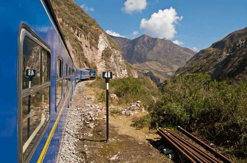 Train from Ollantaytambo, traveling in Peru