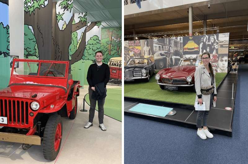 Smiling with some of the cars at Autoworld in Brussels