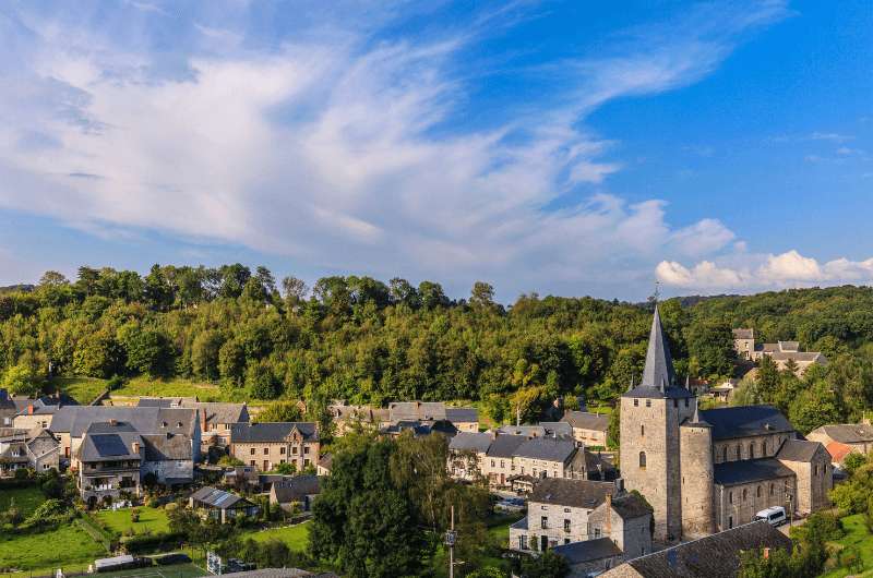 Aerial view of Celles village in Belgium