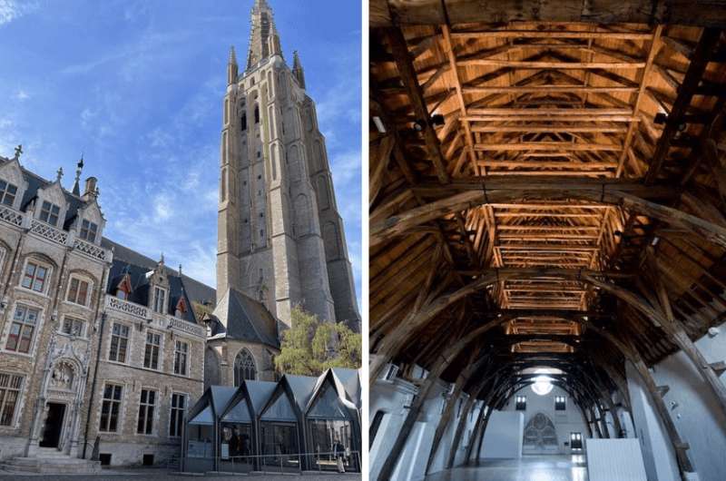 Bruges art museum exteriors and interior of the St. John’s Museum attic 