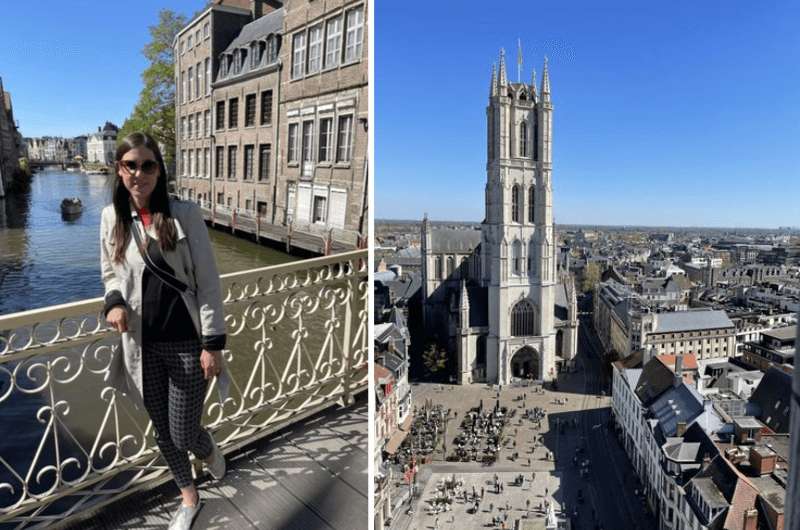 My wife in central Ghent by the river, Belgium best places 