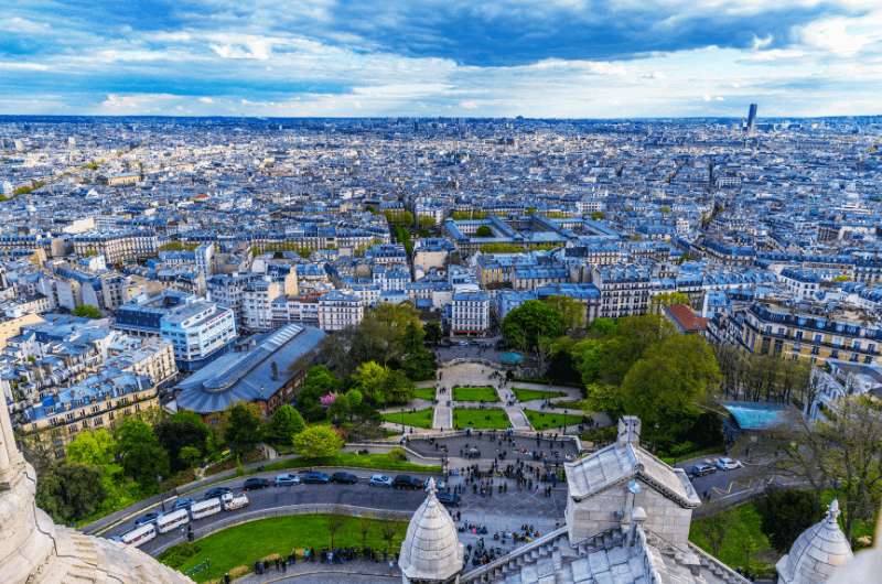View of Paris from the Basilica of Sacré Coeur on top of Montmartre