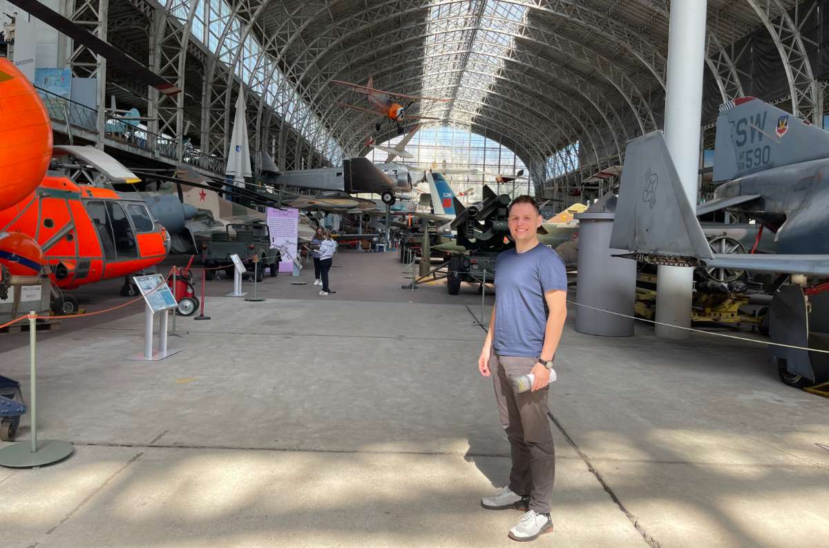 a tourist at the Royal Museum of the Armed Forces and Military History, Brussels, Belgium, photo by Next Level of Travel