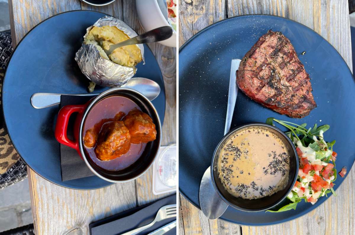 photos of two meals, steak and soup with meatballs in Ghent, Belgium, photo by Next Level of Travel