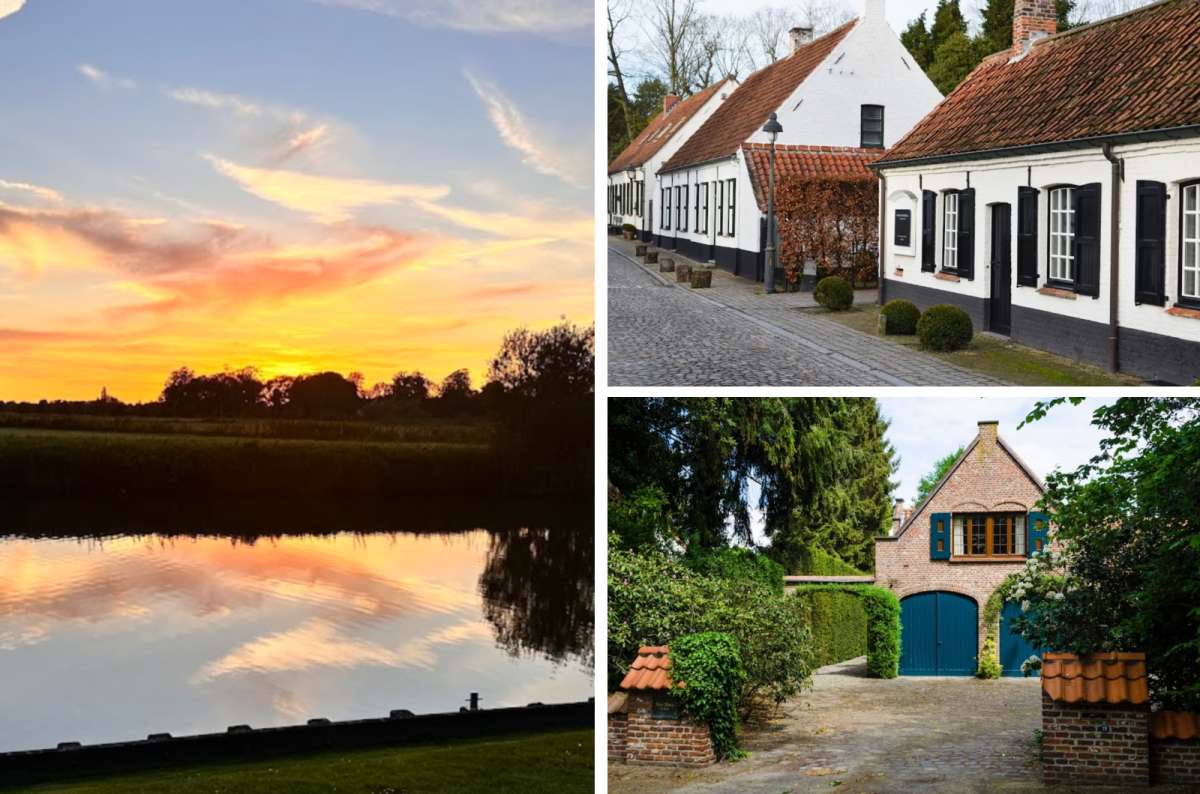 A collage of phot of of Deurle, a charming village in Belgium displaying the typical characteristics of Belgian villages