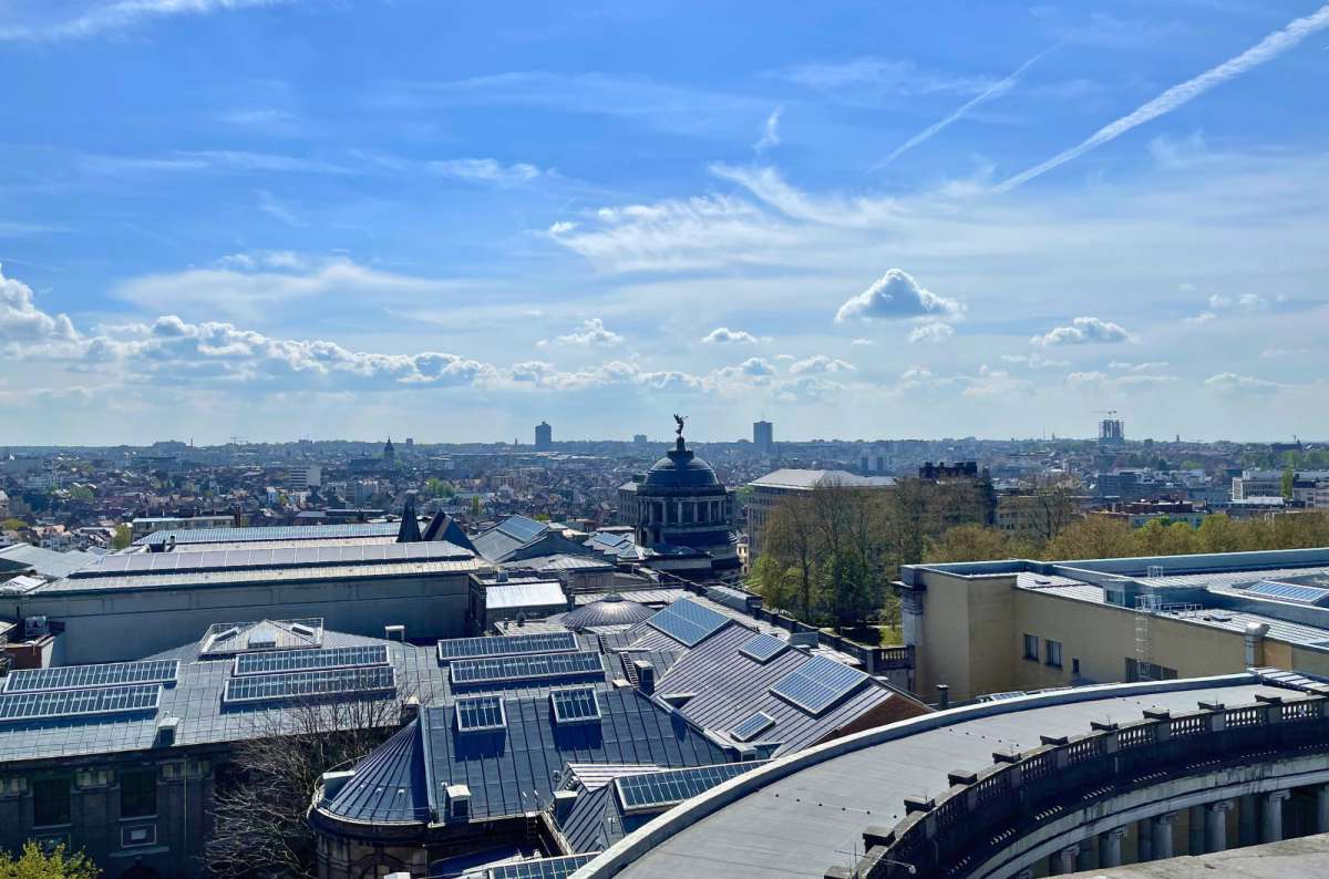 Panoramic view of Brussels, Belgium, taken from the terrace of Palais de Justice on a sunny day, photo by Next Level of Travel