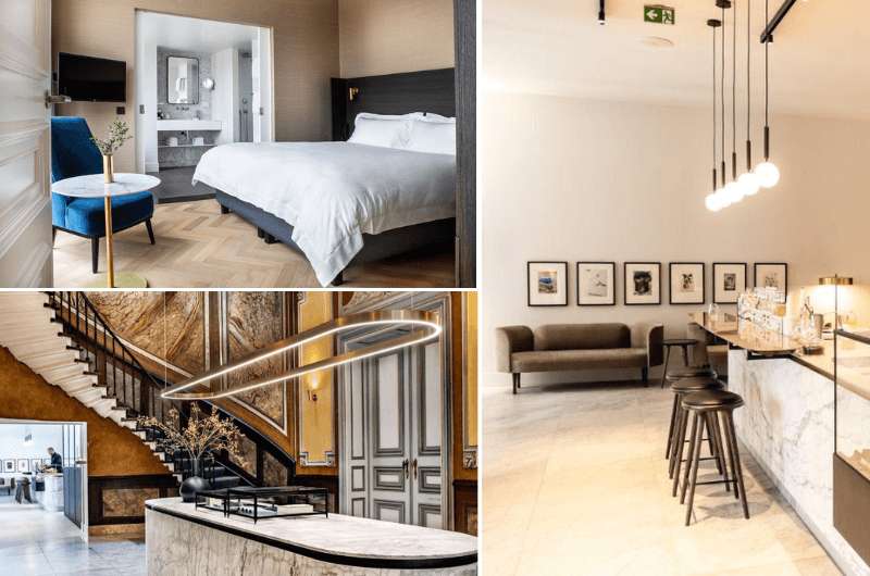 Photos of the interior of the Pillows Grand Boutique Hotel Reylof hotel in Ghent