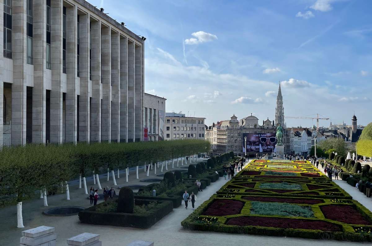 A photo of the Mont des Arts and the tower of Brussels’ town hall visible in the background, Brussels, Belgium, photo by Next Level of Travel
