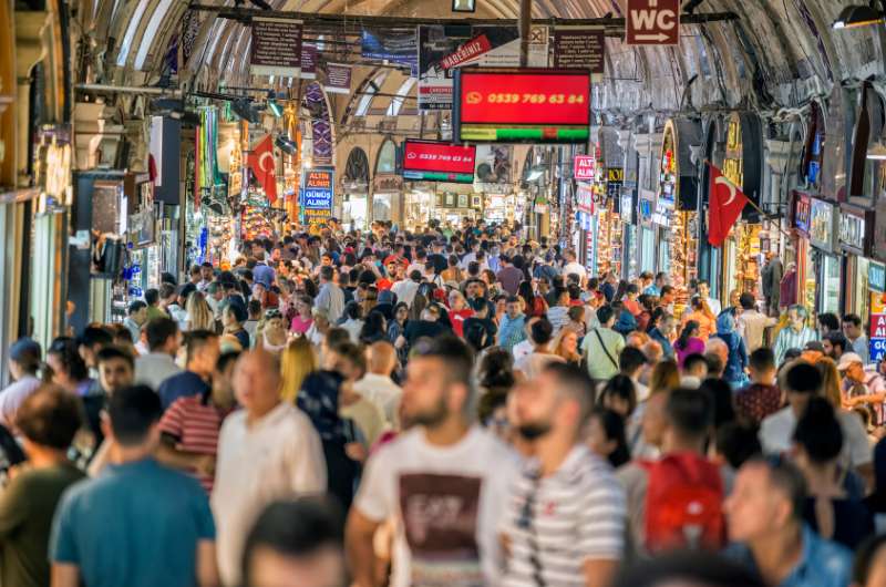 The crowds at Grand Bazaar in Istanbul in Turkey 