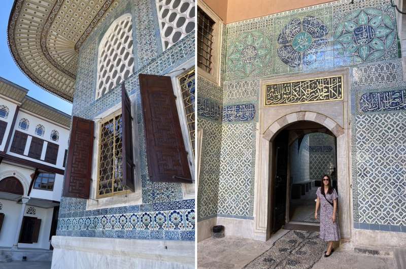 The tilework on the walls at the Harem at Topkapi Palace in Istanbul Turkey