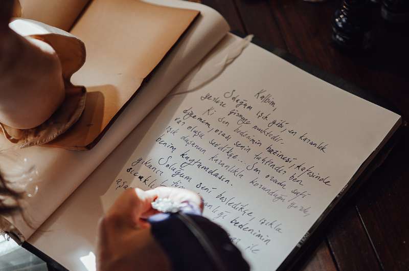 Turkish language written in a notebook