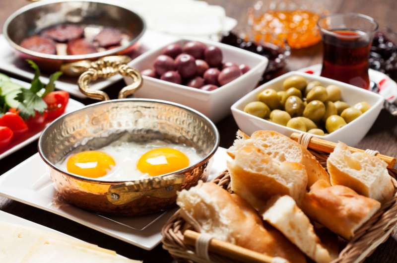 A Turkish breakfast served in Istanbul Turkey