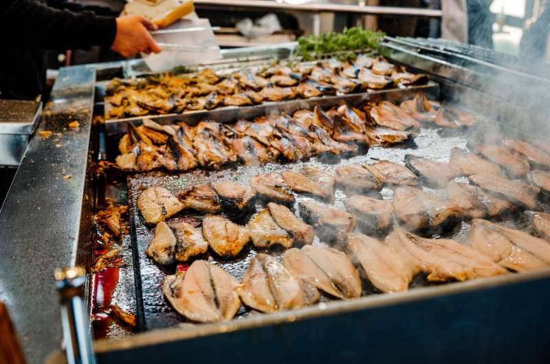 Grilled fish in Istanbul street
